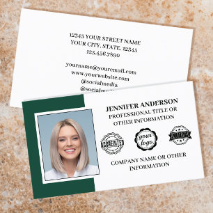 Professional Business Employee Custom Photo Green Card