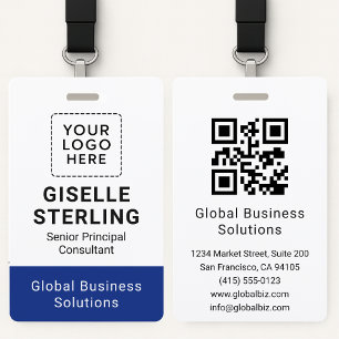 Professional Business ID Card Custom QR Code Name  Badge