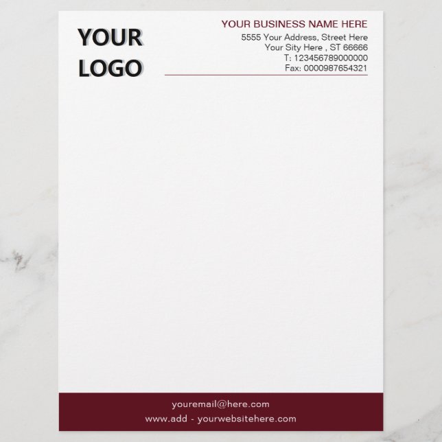 Professional Business Letterhead Example with Logo (Front)