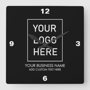 Professional Business Logo and Text Company Black  Square Wall Clock