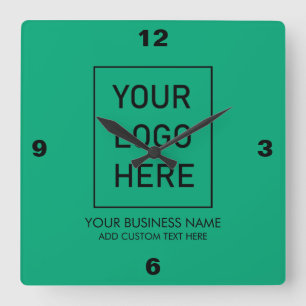 Professional Business Logo and Text Company Green Square Wall Clock