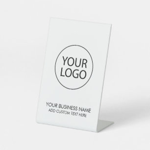 Professional Business Logo and Text Company White Pedestal Sign
