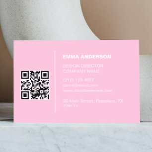 Professional Business logo Bold Pink Qr Code  Card