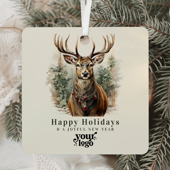 Professional Business Logo Client Gift Christmas Metal Ornament (Creator Uploaded)