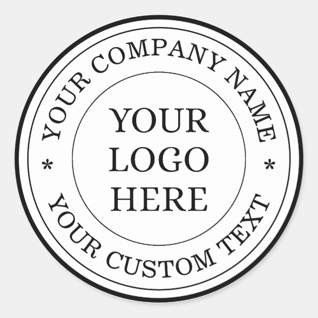 Professional Business Logo Company Name Classic Round Sticker (Front)