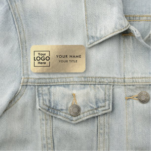 Professional Business Logo Employee Name Gold Name Tag