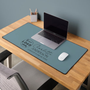 Professional Business Logo Hazy Teal  Desk Mat