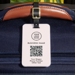 Professional Business Logo QR Code Pink Luggage Tag