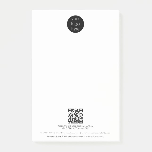 Professional Business Logo QR Code Promotional  Post-it Notes (Front)