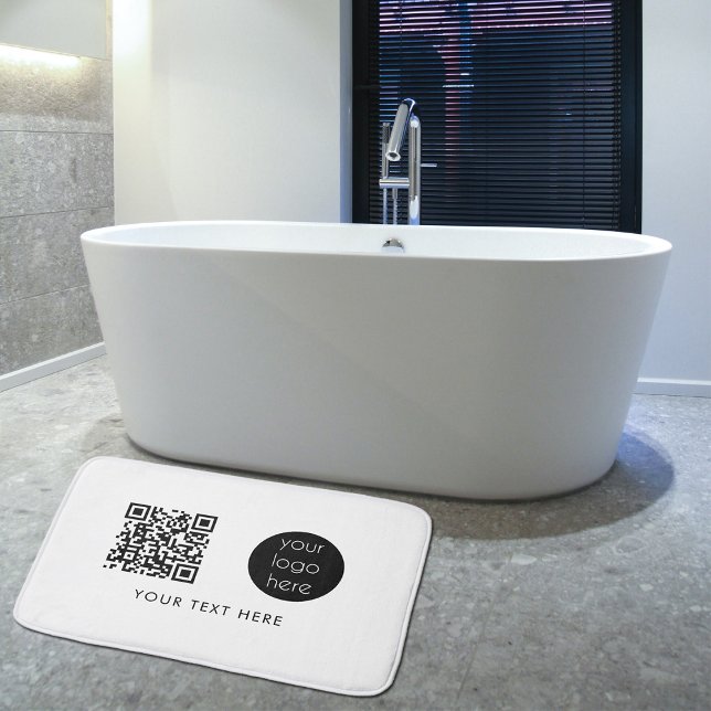 Professional Business Logo QR Code & Text  Bath Mat (Creator Uploaded)