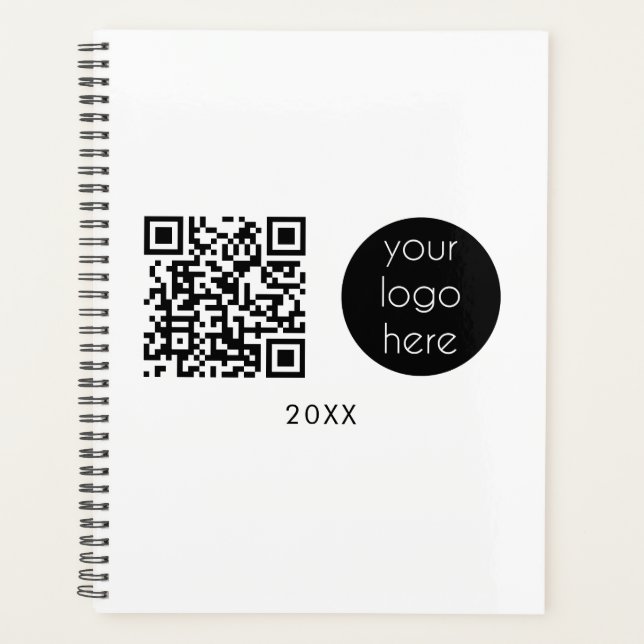 Professional Business Logo QR Code & Text  Planner (Front)