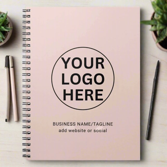Professional Business Logo & Text Clean Blush Pink Notebook (Creator Uploaded)