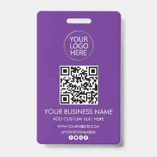 Professional Business Logo & Text Company QR Code  Badge