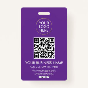 Professional Business Logo & Text Company QR Code Badge