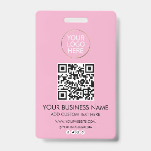 Professional Business Logo & Text Company QR Code  Badge