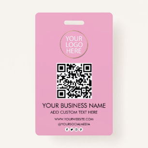 Professional Business Logo & Text Company QR Code  Badge