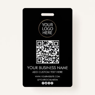 Professional Business Logo & Text Company QR Code Badge
