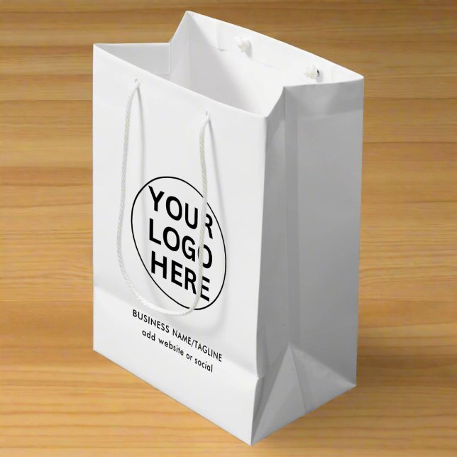 Professional Business Logo & Text l Black & White  Medium Gift Bag (Creator Uploaded)