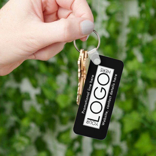 Professional Business Logo Text Promo Gifts Black Keychain (Hand)