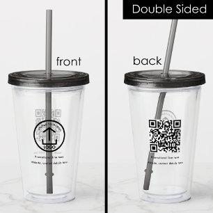 Professional Business Logo Text Promo QR Code Acrylic Tumbler