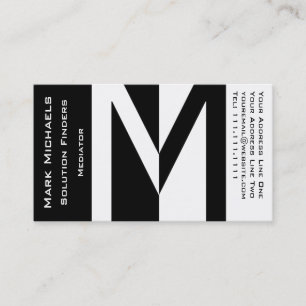 Professional Business M Monogram Black and White Card