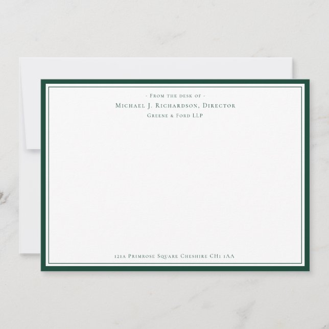 Professional Business Monogram From Desk of Card (Front)