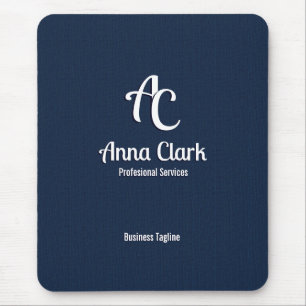Professional Business Monogram Navy Blue Textured Mouse Pad