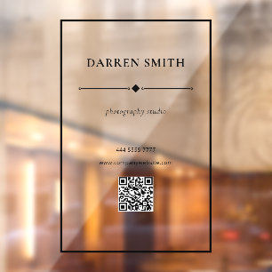 Professional Business Office Name Frame QR code Window Cling