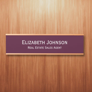 Professional Business Office Name Title Burgundy Door Sign