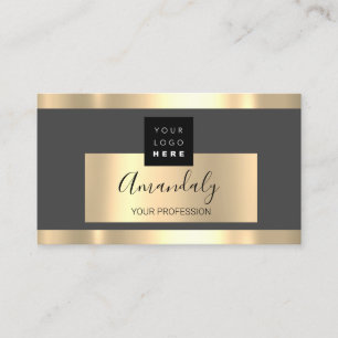 Professional Business Services Gold Logo VIP Grey Business Card