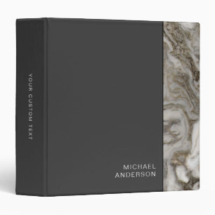 Professional Business Style Marble on Flat Black Binder