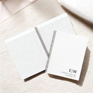 Professional Business White Monogram Initial Notebook