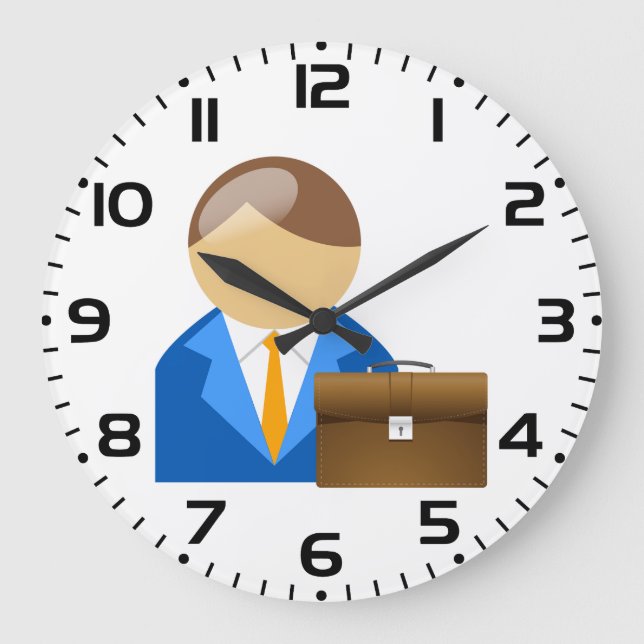Professional Businessman Icon with Briefcase Large Clock (Front)