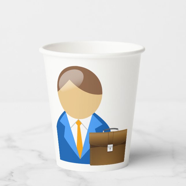Professional Businessman Icon with Briefcase Paper Cups (Front)