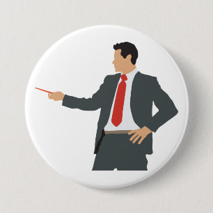 Professional Businessman in Suit with Pointer 3 Inch Round Button
