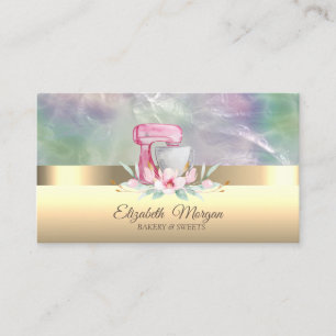  Professional Cake Mixer Flower Holographic Pearl Business Card