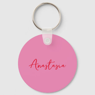 Professional calligraphy name custom pink blue keychain