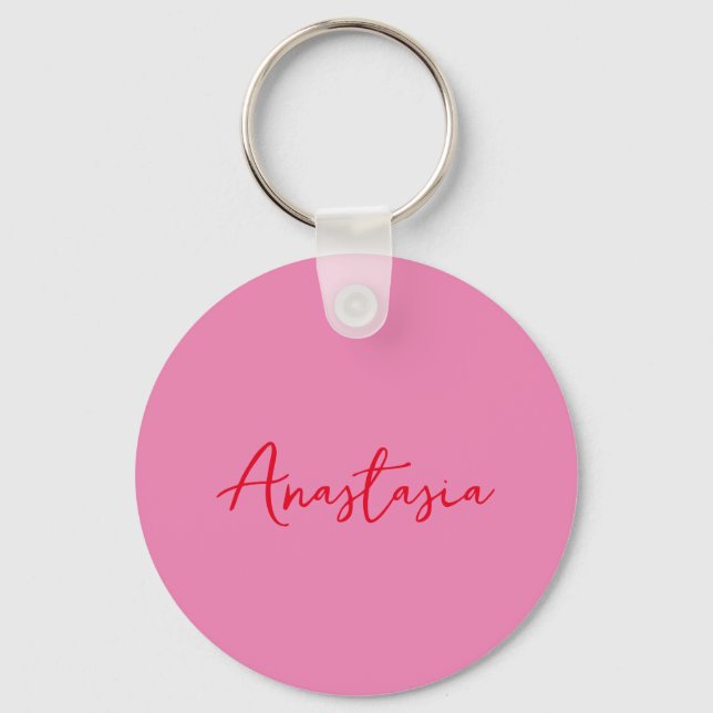 Professional calligraphy name custom pink blue keychain (Front)