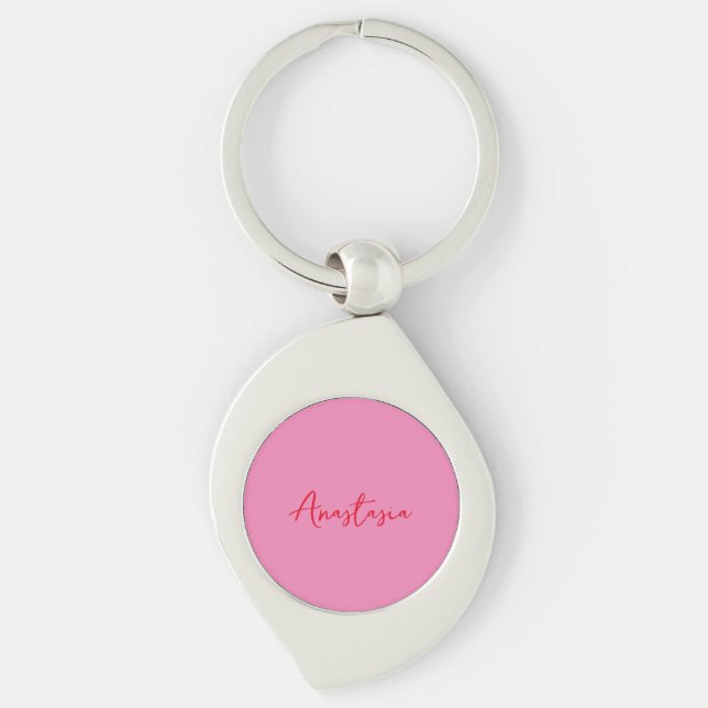 Professional calligraphy name custom pink keychain (Front)