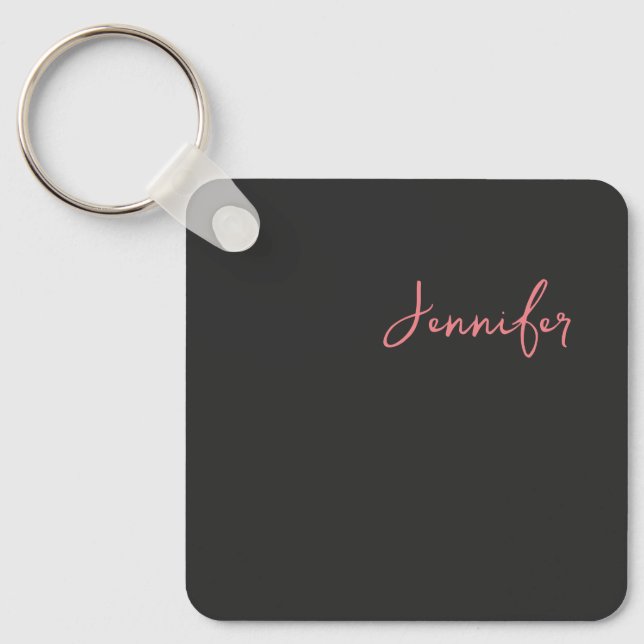 Professional Calligraphy Name Minimalist Plain  Keychain (Front)