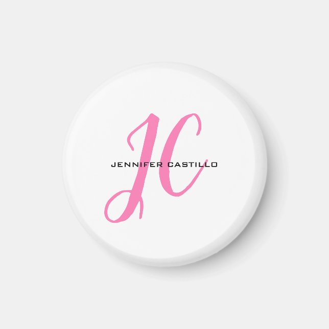 Professional Calligraphy Script Monogram Girly Magnet (Front)