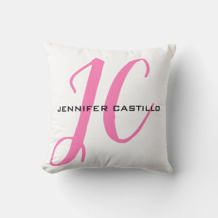 Professional Calligraphy Script Monogram Girly Throw Pillow