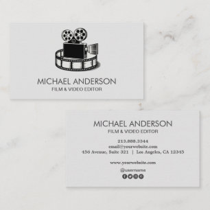 Professional Camera and a Film Reel Video Editor   Business Card