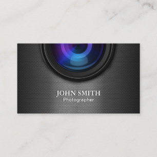 Professional Camera Lens Metal Mesh Photography Business Card