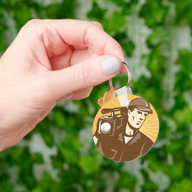 Professional Cameraman and Videographer Retro Keychain (Creator Uploaded)