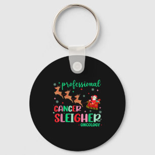 Professional Cancer Sleigher Oncology Nurse Christ Keychain
