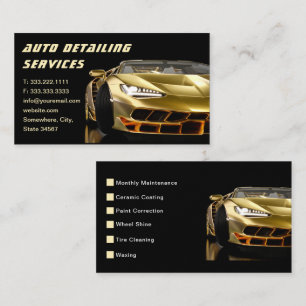 Professional Car Washing and Auto Detailing Business Card
