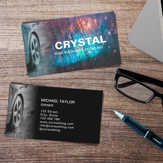 Professional Car Washing and Auto Detailing Business Card (Creator Uploaded)