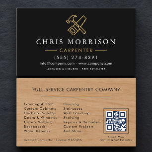 Professional Carpenter Carpentry QR Code Business Card