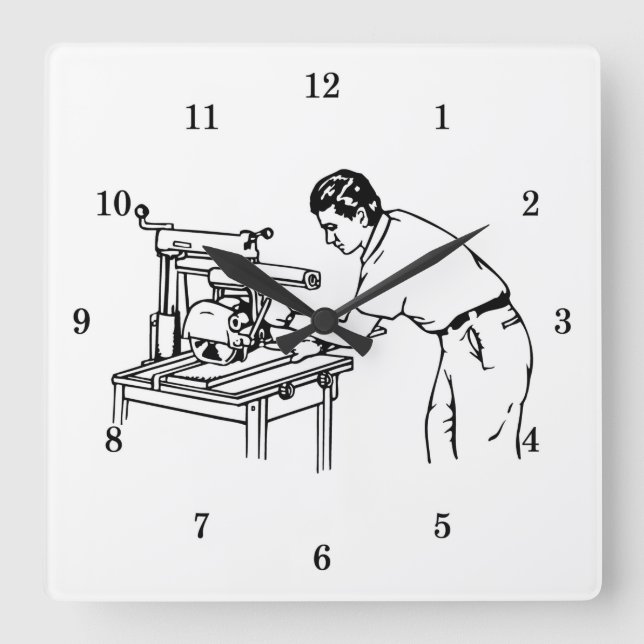 Professional Carpenter Square Wall Clock (Front)